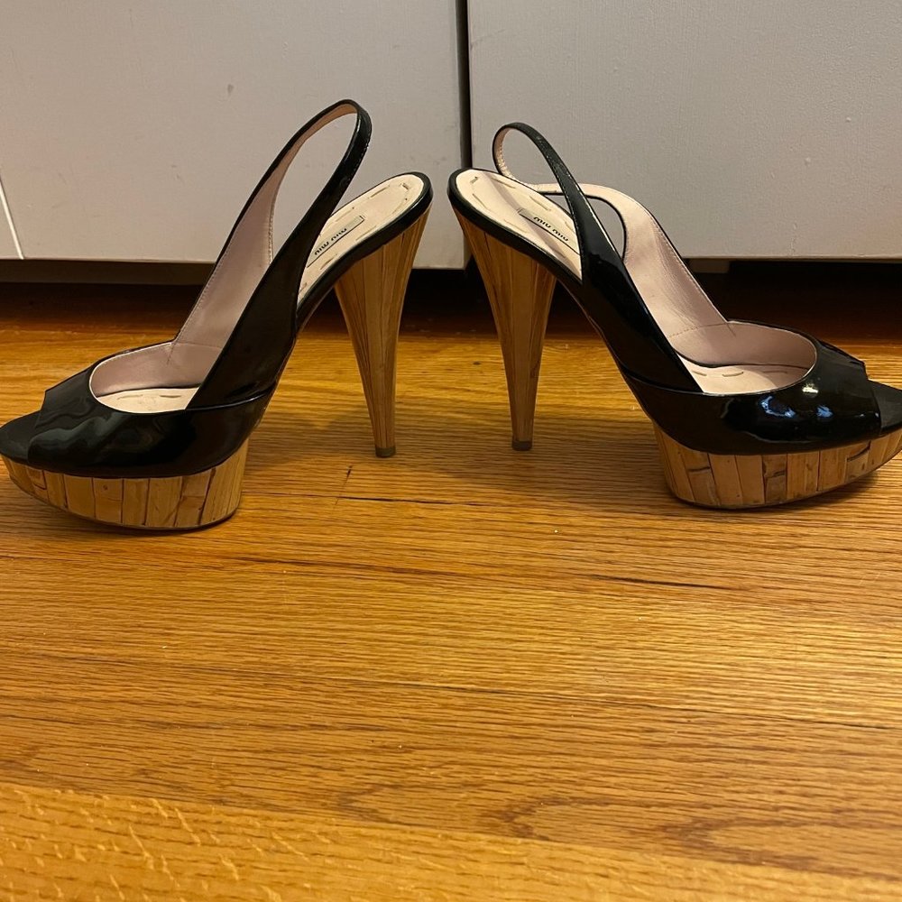 Miu Miu Bamboo Sling Back Patent